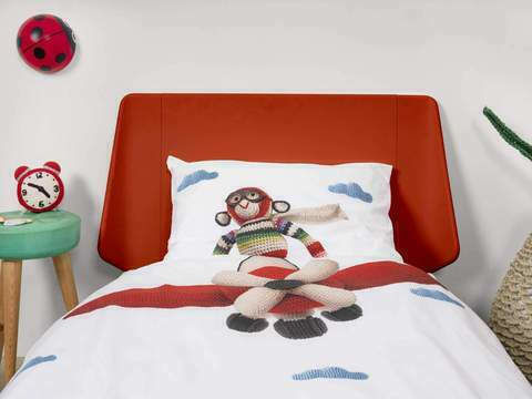 Snurk Airplane Monkey Kinderbettbezug Einzel Weiß 160x220cm