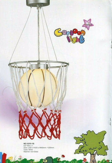 Aca Kids Glass Single Ceiling Light E27 Basket Multicolour 40W 30cm