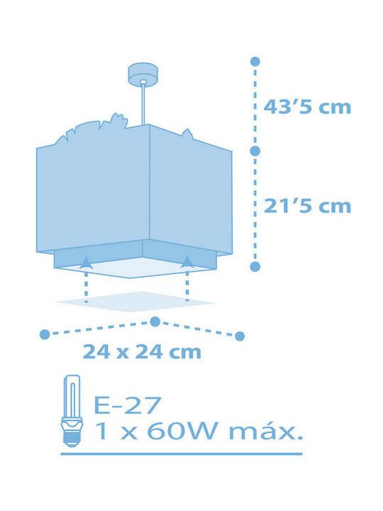 Ango Kids Plastic Single Ceiling Light E27 Jungle 63112 Blue 23W 24cm