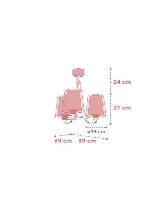 Ango Kids Plastic Chandelier Ceiling Light E27 Light Feeling Pink 60W 39x45cm
