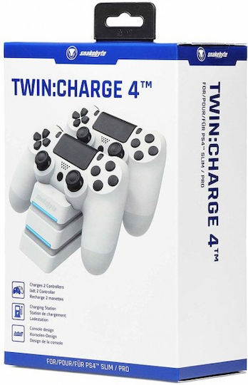 Snakebyte Twin:Charge 4 Controller-Ladestation 2 Controller PS4 mit LED-Beleuchtung Weiß