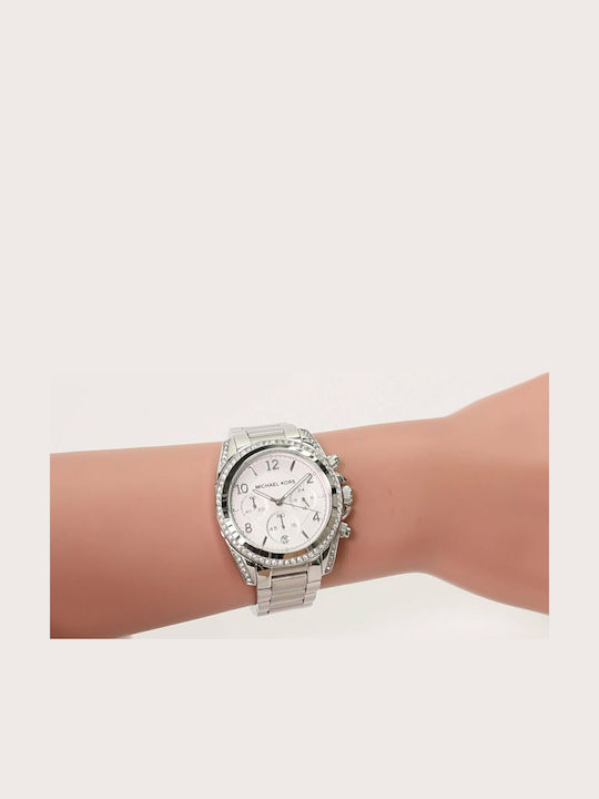 Michael Kors Blair Γυναικείο Ρολόι 40mm Χρονογράφος Μπαταρίας με Ασημί Μεταλλικό Μπρασελέ