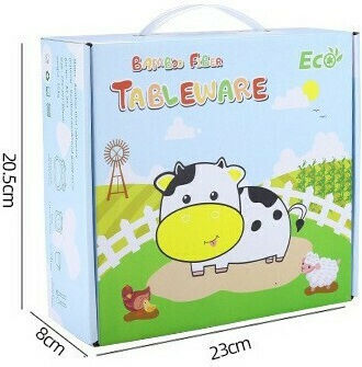 Fiko Feeding Set Cow made of Bamboo Yellow 5pcs