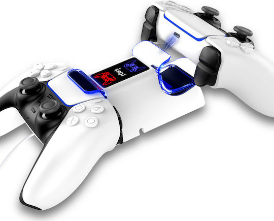 iPega Dual Charger Dock Pro Charging Station for 2 controllers PS5 with LED lighting Transparent