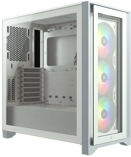 Corsair iCUE 4000X RGB Gaming Midi-Turm Computergehäuse mit Seitenfenster Weiß