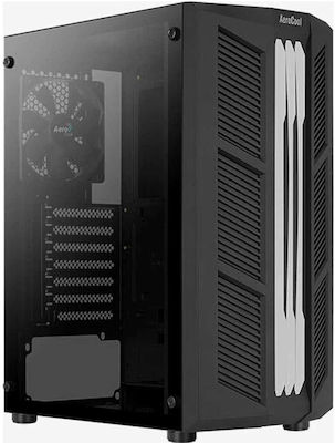 Aerocool Aero One Gaming Midi Tower Κουτί Υπολογιστή με Πλαϊνό Παράθυρο και RGB Φωτισμό Μαύρο