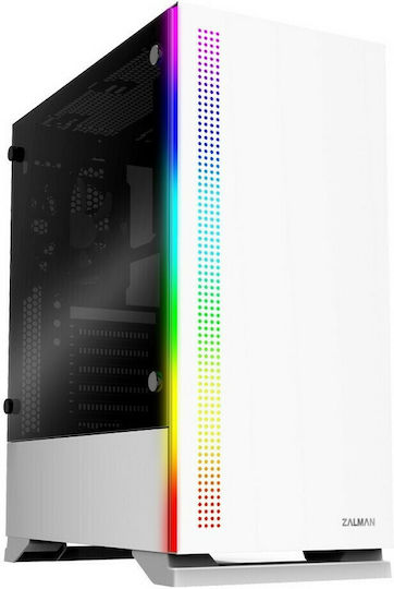Zalman S5 Gaming Midi Tower Κουτί Υπολογιστή με Πλαϊνό Παράθυρο Λευκό
