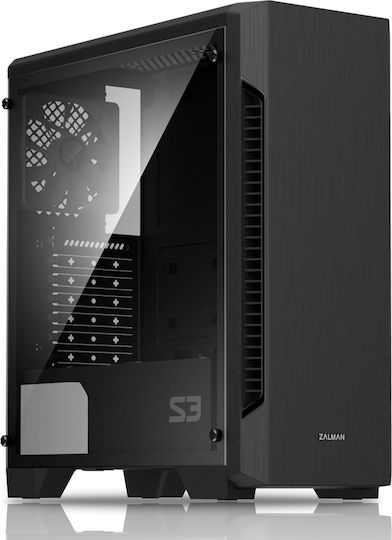 Zalman S3 Gaming Midi Tower Κουτί Υπολογιστή με Πλαϊνό Παράθυρο Μαύρο