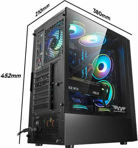 Armaggeddon Tesseract Core 3 Gaming Middle Tower Carcasă PC Cu Deschidere Laterală Neagră