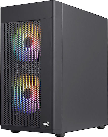 Aerocool Hexform Gaming Mini Tower Κουτί Υπολογιστή με Πλαϊνό Παράθυρο Μαύρο