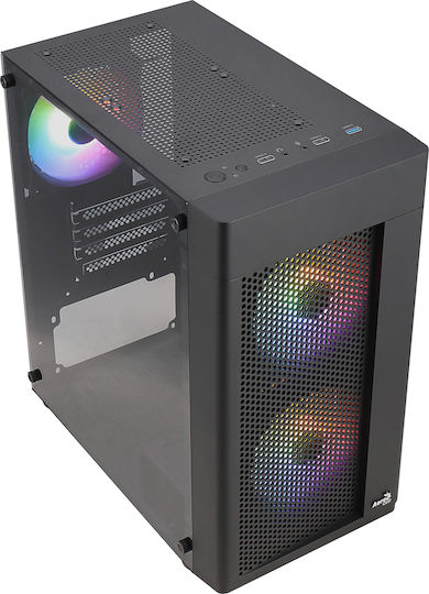 Aerocool Hexform Gaming Mini Tower Κουτί Υπολογιστή με Πλαϊνό Παράθυρο Μαύρο