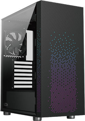Azza Celesta 340F Геймърско бюро Midi Tower Компютърна кутия със страничен прозорец Черен