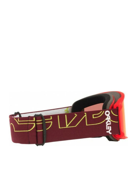 Oakley Line Miner Ski & Snowboard Goggles Kids Red with Lens in Orange Color