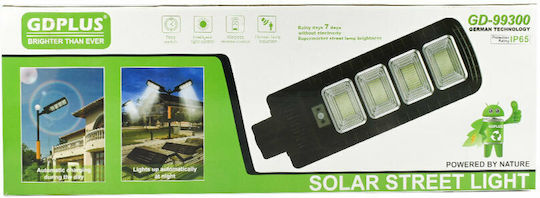 GDPLUS Ηλιακό Φωτιστικό Δρόμου 300W Ψυχρό Λευκό 6500K με Αισθητήρα Κίνησης και Τηλεχειριστήριο IP65 23x80εκ.