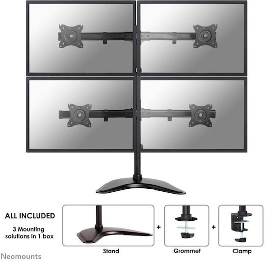 Neomounts Schreibtisch Halterung für 4 Monitore bis 27" mit Arm (NM-D335D4BLACK)