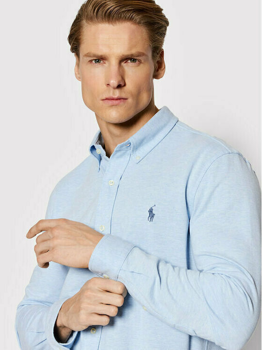 Long-sleeved Cotton Shirt Light Blue