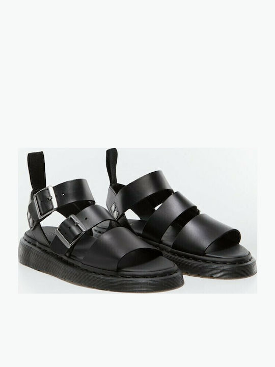 Sandały Leather Women's Flat Sandals in Black Color