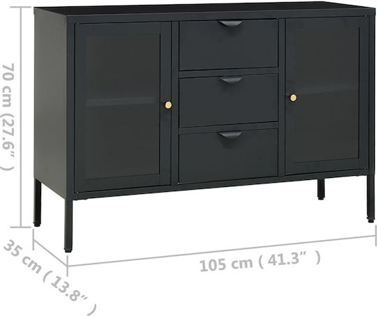Μπουφές από Μέταλλο με Συρτάρια Ανθρακί 105x35x70cm