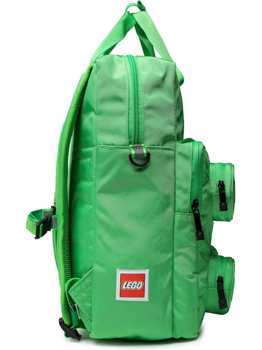 LEGO School Bag Backpack Elementary, Elementary Green with Water Bottle Holder 15Liters