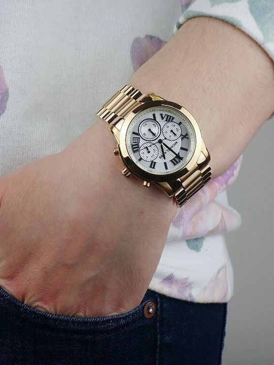 Michael Kors Watch Damen Uhr Chronograph mit Rose Gold Metallarmband
