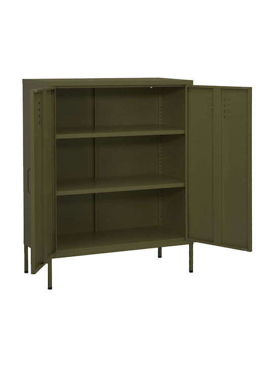 vidaXL Office Storage Cabinet Metal Green Olive 80x35x101.5cm
