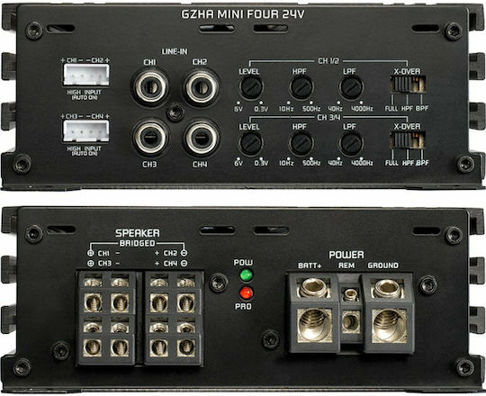Ground Zero GZHA Mini Four 24V Car Audio Amplifier 4 Channels Class D