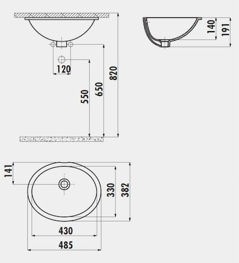 Creavit TP211 Υποκαθήμενος Νιπτήρας Πορσελάνης 43x33x19.1cm Λευκός
