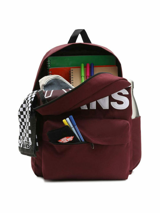 Vans V Bag Port Royale School Bag Backpack Junior High-High School Burgundy with Water Bottle Holder 22Liters