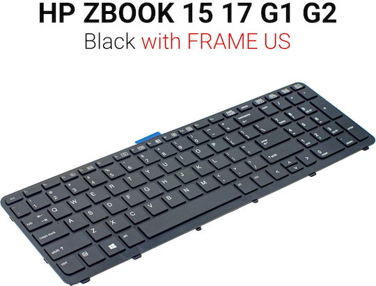 HP Πληκτρολόγιο Laptop για Zbook 15/17-G1/G2 με Πλαίσιο και Διάταξη Αγγλικά (US) σε Μαύρο χρώμα