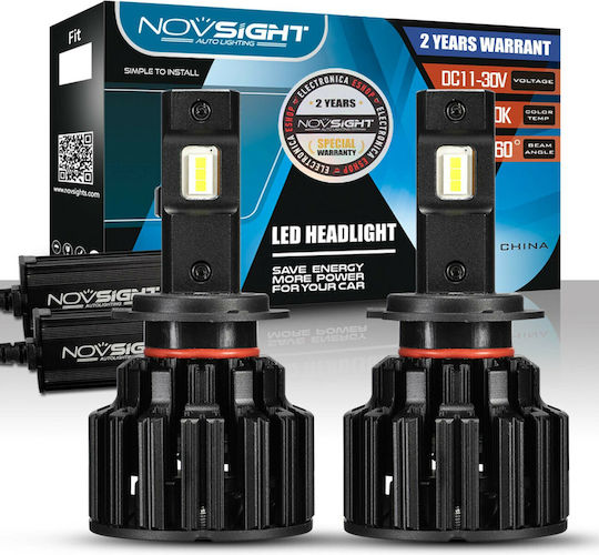 NovSight Lamps Car & Motorcycle H7 LED 6000K Cold White 11-30V 100W 2pcs