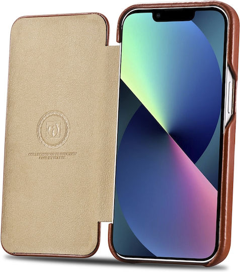 iCarer Curved Edge Vintage Book Δερμάτινο Καφέ (iPhone 13 mini)