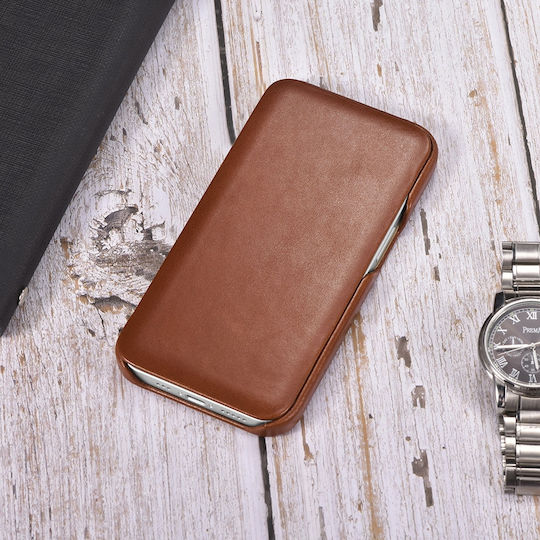 iCarer Curved Edge Vintage Book Δερμάτινο Καφέ (iPhone 13 mini)