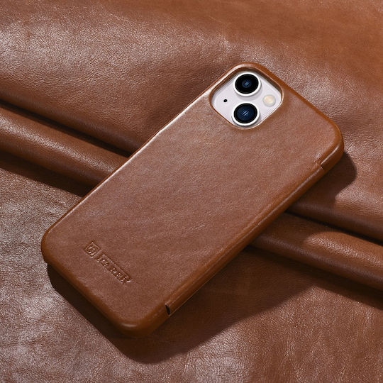 iCarer Curved Edge Vintage Book Δερμάτινο Καφέ (iPhone 13 mini)