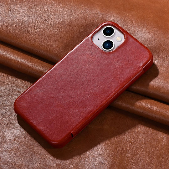 iCarer Metal Clip Vintage Book Δερμάτινο Κόκκινο (iPhone 13 mini)