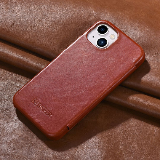 iCarer Curved Edge Vintage Book Leather Red (iPhone 13 mini)