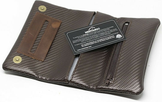 Mestango Tobacco Pouch With Magnetic Clasp 16x8cm Carbon Brown