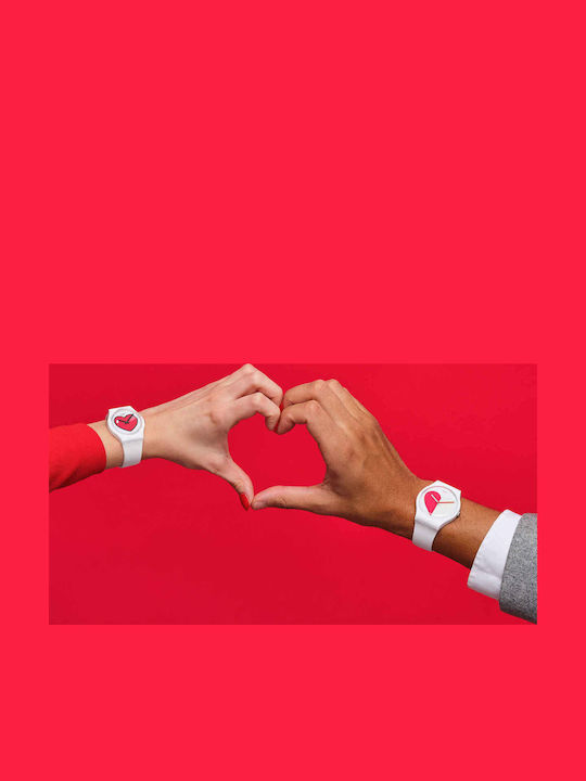 Swatch Half <3 Red Γυναικείο Ρολόι 41mm Μπαταρίας με Λευκό Καουτσούκ Λουράκι