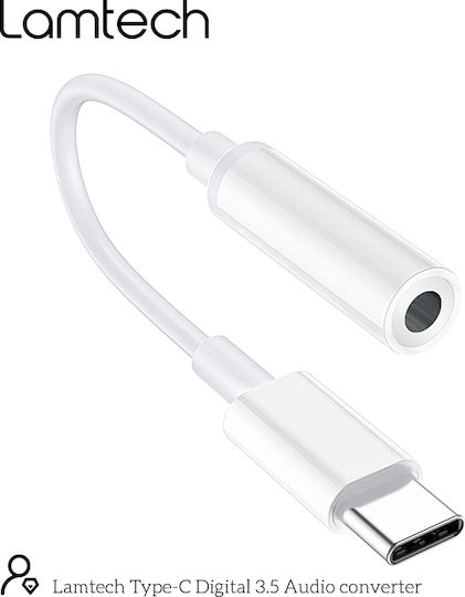 Lamtech Convertor USB-C masculin în 3.5mm feminin Alb 1buc LAM023831