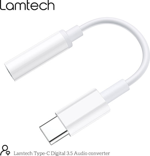 Lamtech Convertor USB-C masculin în 3.5mm feminin Alb 1buc LAM023831