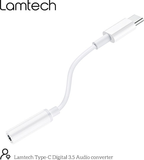 Lamtech Convertor USB-C masculin în 3.5mm feminin Alb 1buc LAM023831