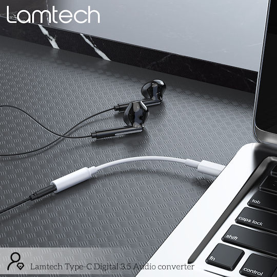 Lamtech Convertor USB-C masculin în 3.5mm feminin Alb 1buc LAM023831