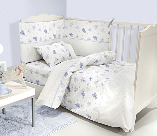 Guy Laroche Baby Crib Bedding Set Friends 3pcs Light Blue