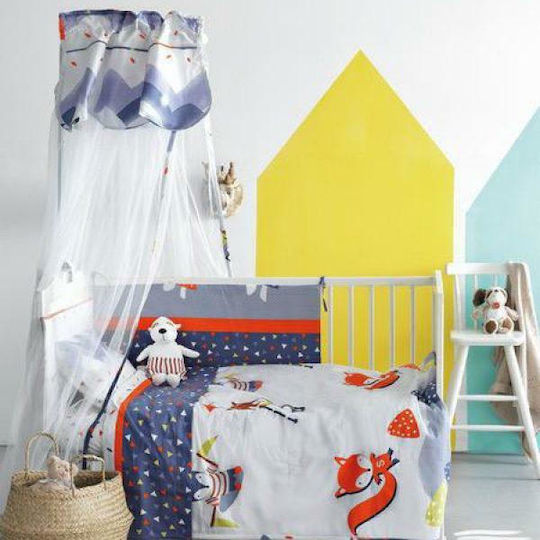 Palamaiki Σετ Κούνιας Baby Satin Μπλε 7τμχ