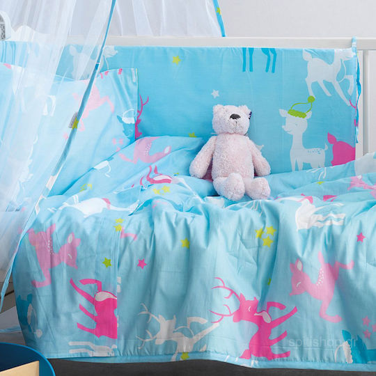 Palamaiki Set Für Krippe Baby Satin Blau 7Stück