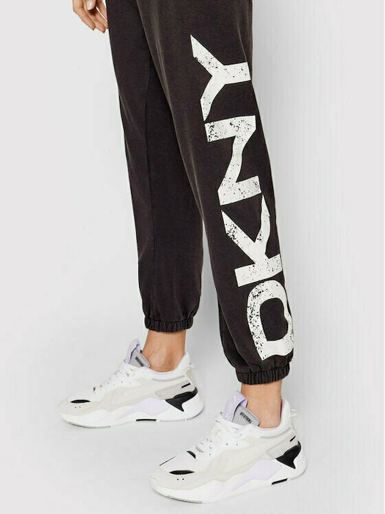 Pantaloni de trening pentru femei cu elastic Negru