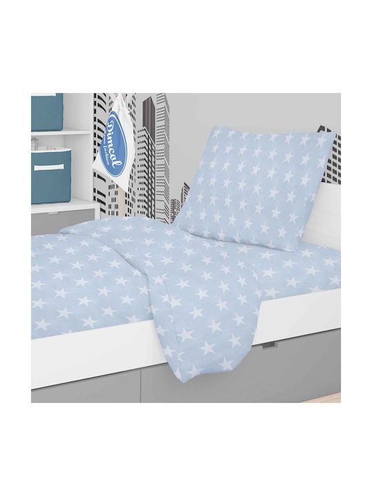 Dimcol Sheet Set Single Cotton Star 33 Sky Blue 160x240cm 3pcs