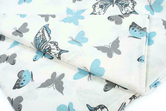 Dimcol Seturi de cearșafuri Single Bumbac Butterfly 56 Sky Blue 160x240cm 2buc
