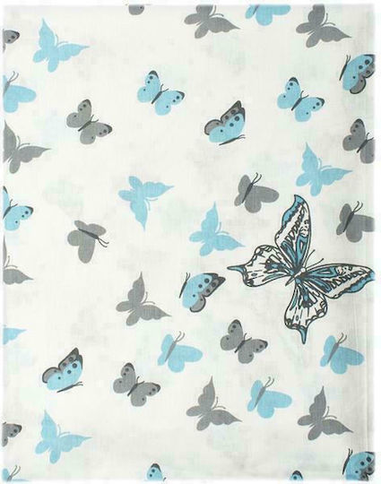 Dimcol Seturi de cearșafuri Single Bumbac Butterfly 56 Sky Blue 160x240cm 2buc