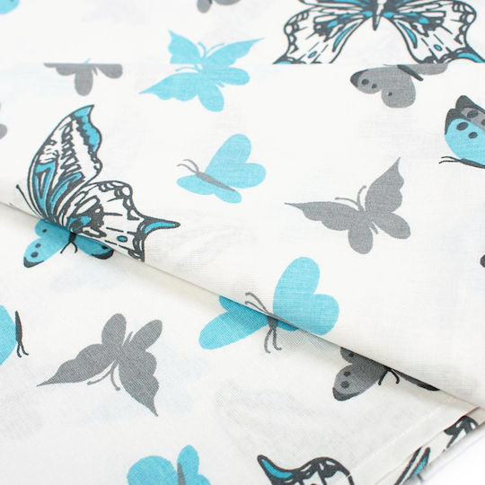 Dimcol Seturi de cearșafuri Single Bumbac Butterfly 56 Sky Blue 160x240cm 2buc