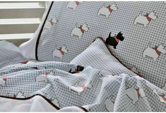 Down Town Home Bettwäsche-Set Einzel Baumwolle Sateen Dog Gray 175x255cm 3Stück